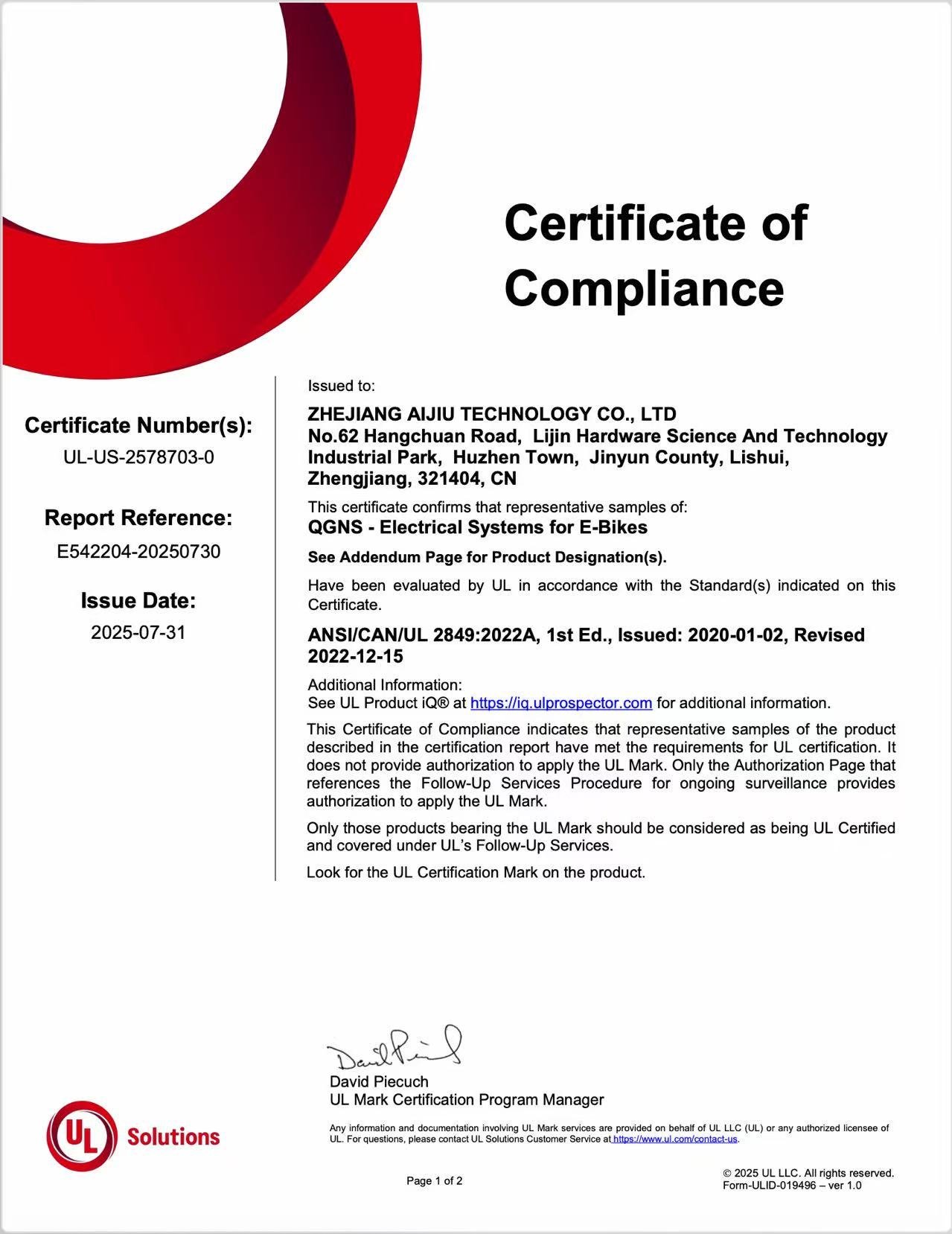 Certificate of Compliance